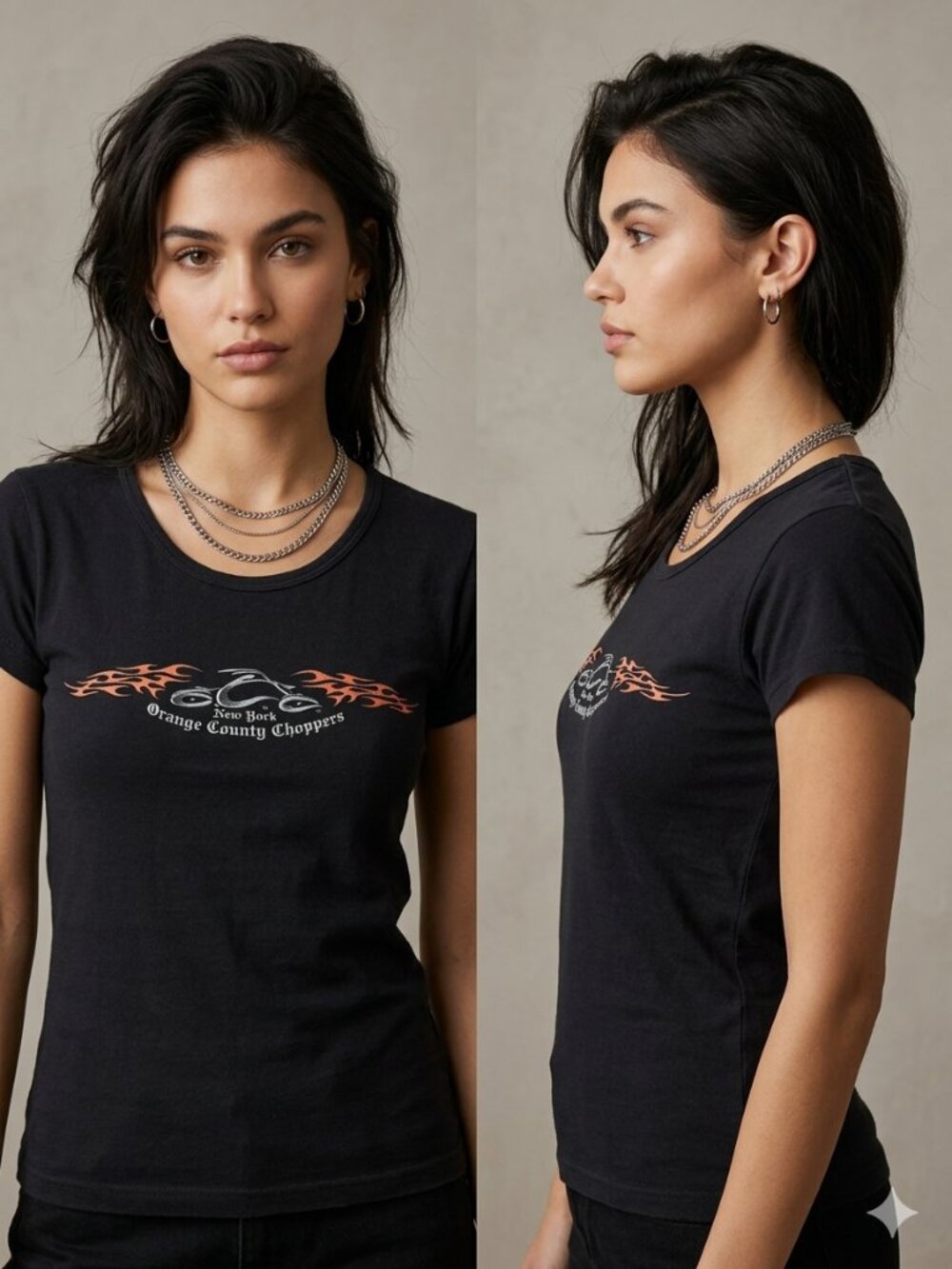 Orange County Choppers Y2K Old School New York Tag Biker Fitted Black Size XL